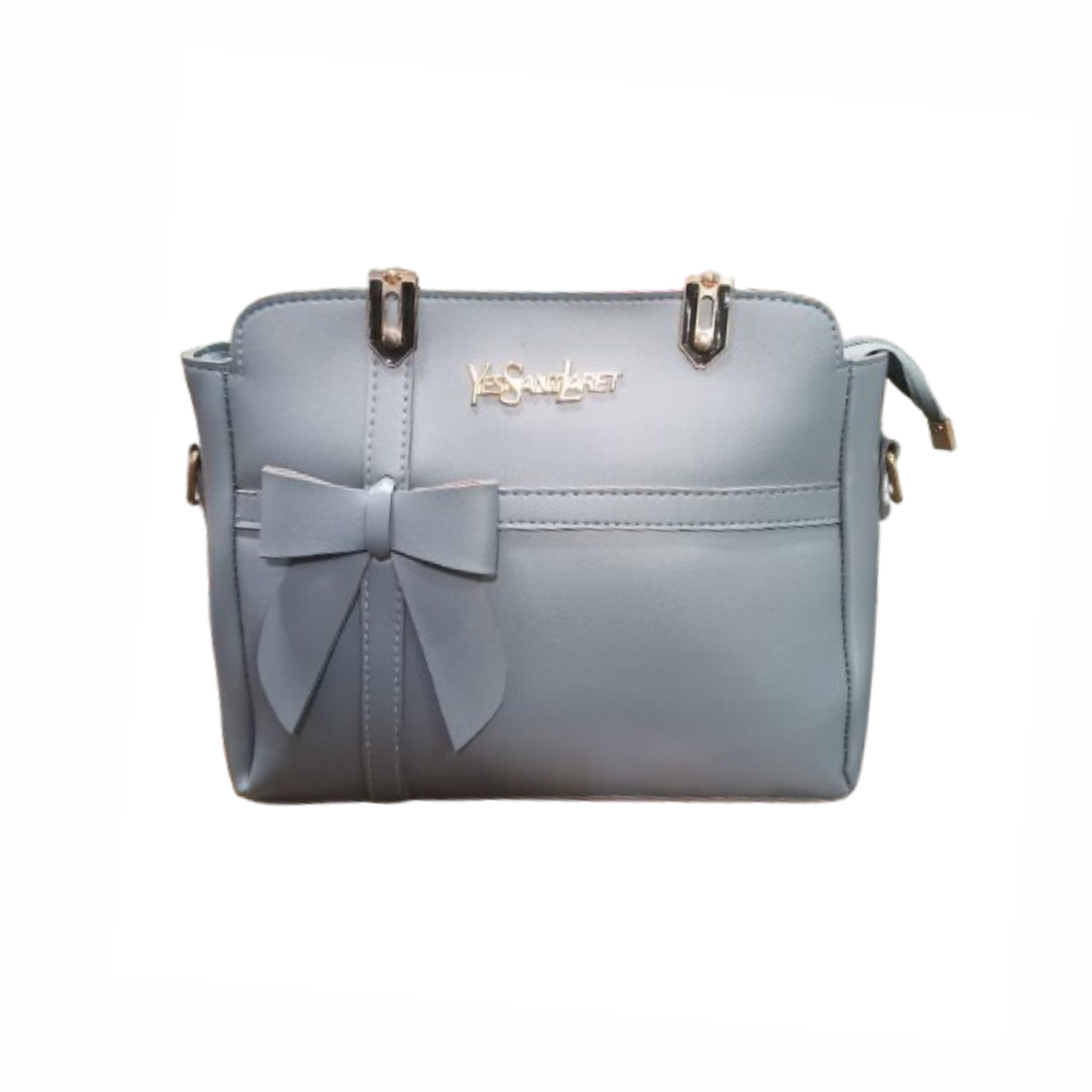 Yves Saint Laurent Light Blue-Grey Handbag with Bow Detail