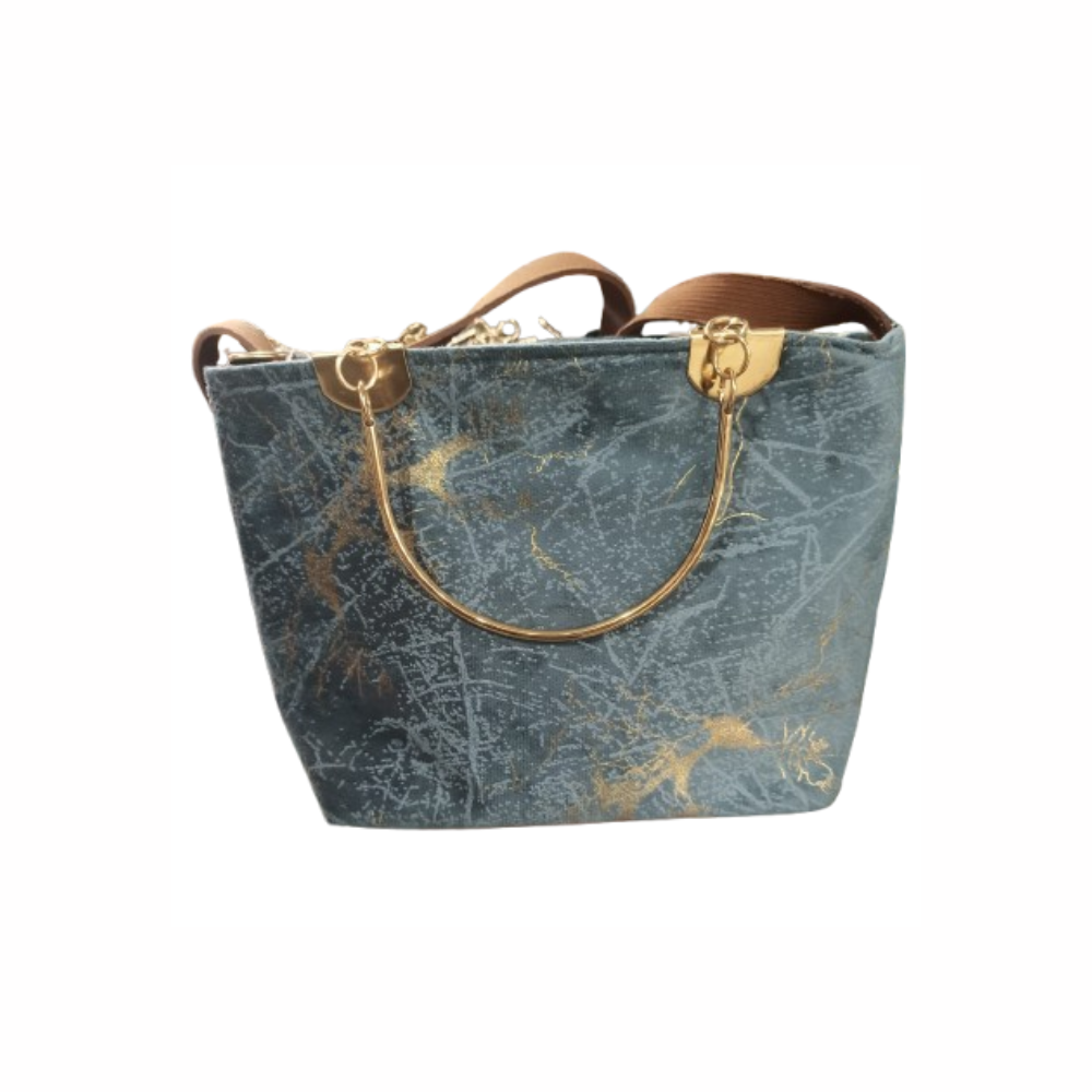 Elegant Gray Tote Bag with Gold Accents