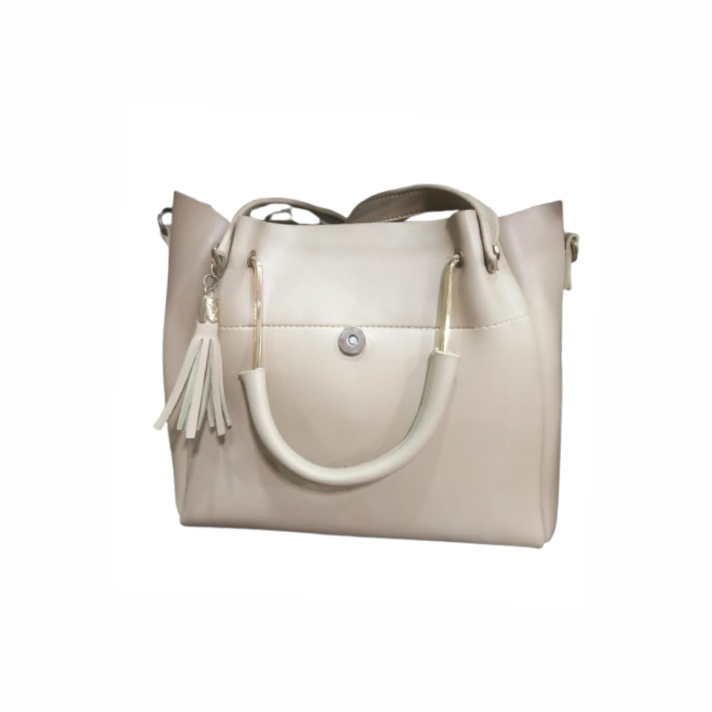 Elegant Ash Color Handbag with Tassel Detail